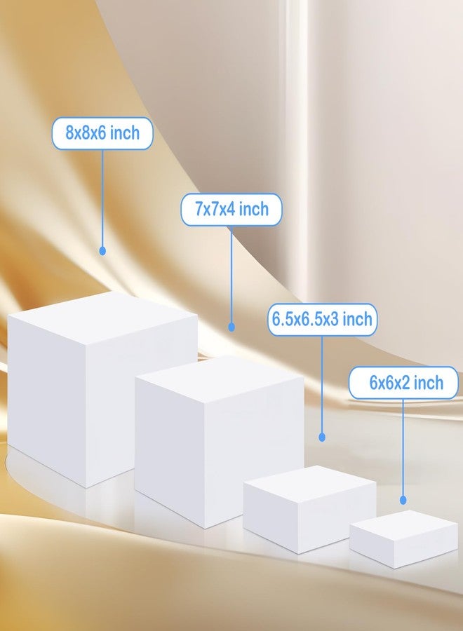 ejonirinjonir EI 8Pcs Acrylic Buffet Risers,High-end Classic Food Display Riser for Party,Catering,Jewelry Collectibles.White Heavy duty Dessert Table Display Set,Acrylic Cube Boxes Display Nesting Risers - Image 2